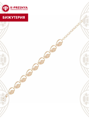 Браслет бижутерия, покрытие - золочение, без вставок