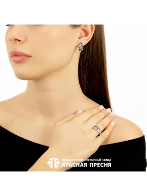 Серьги серебро 925 пробы, покрытие - оксидирование, без вставок