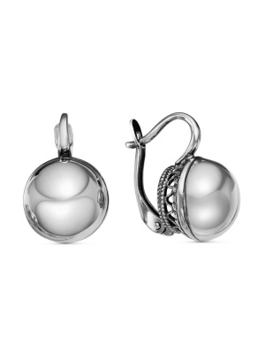 Серьги бижутерия, покрытие - серебрение с оксидированием, без вставок