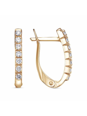 Серьги бижутерия, покрытие - золочение, вставка - фианит (недрагоценный камень)