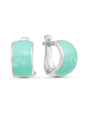 Серьги бижутерия, покрытие - серебрение, отделка - эмаль, без вставок