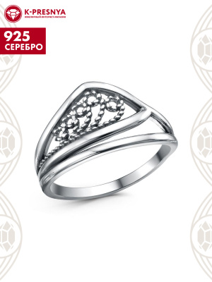 Кольцо серебро 925 пробы, покрытие - оксидирование, без вставок