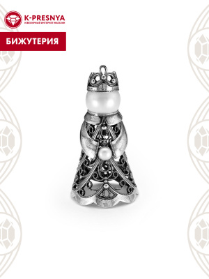 Сувенир бижутерия, покрытие - серебрение с оксидированием, вставка - имитация жемчуга, культивированный жемчуг