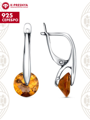 Серьги серебро 925 пробы, покрытие - оксидирование, вставка - искусственный султанит