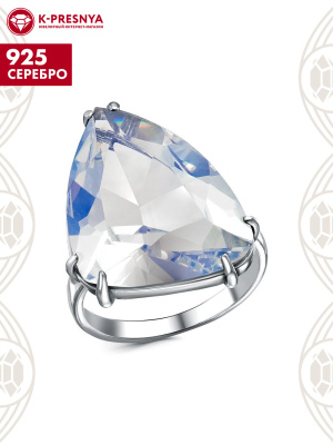 Кольцо серебро 925 пробы, покрытие - оксидирование, вставка - стекло ювелирное собственной огранки