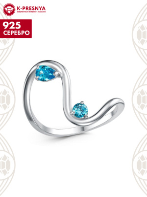 Кольцо серебро 925 пробы, покрытие - родирование, вставка - фианит (недрагоценный камень)