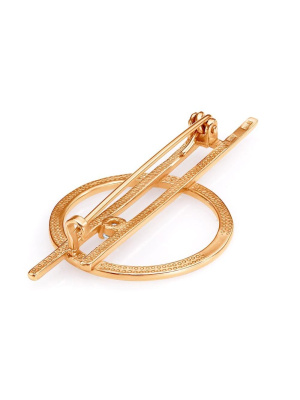 Брошь серебро 925 пробы, покрытие - золочение, вставка - фианит (недрагоценный камень)