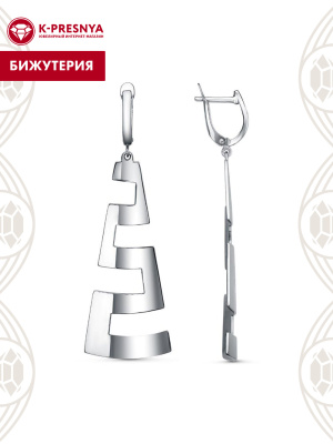 Серьги бижутерия, покрытие - платинирование, без вставок
