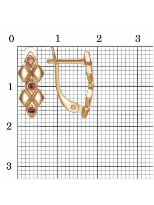 Серьги серебро 925 пробы, покрытие - золочение, вставка - фианит (недрагоценный камень)
