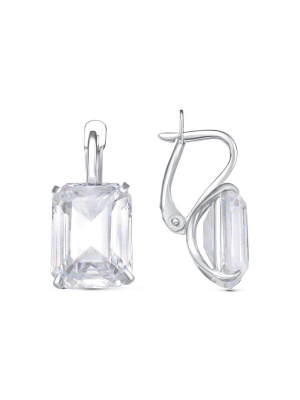 Серьги серебро 925 пробы, покрытие - родирование, вставка - фианит (недрагоценный камень)