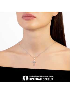 Подвеска серебро 925 пробы, покрытие - родирование, вставка - фианит (недрагоценный камень)