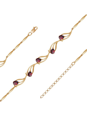 Браслет бижутерия, покрытие - золочение, вставка - фианит (недрагоценный камень)