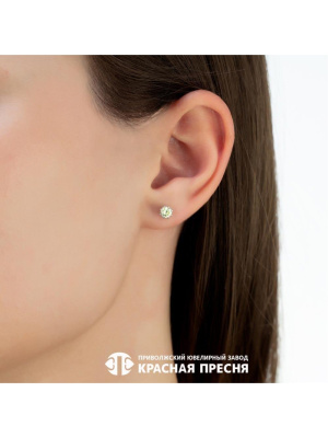 Серьги серебро 925 пробы, покрытие - родирование, вставка - фианит (недрагоценный камень)