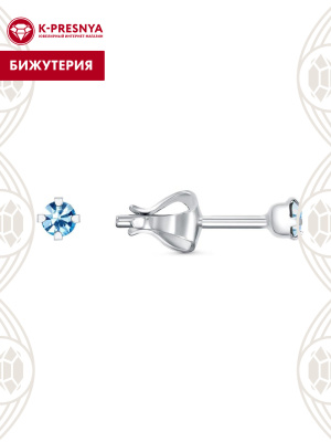 Серьги бижутерия, покрытие - серебрение, вставка - стекло ювелирное preciosa