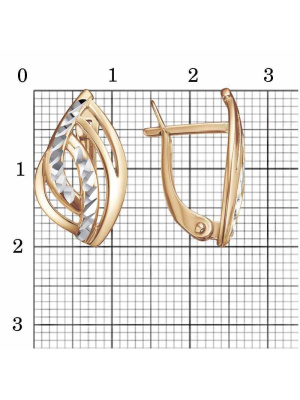 Серьги бижутерия, покрытие - золочение, отделка - алмазная грань, без вставок
