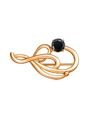 Брошь бижутерия, покрытие - золочение, вставка - фианит (недрагоценный камень)