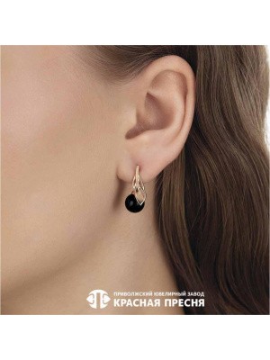 Серьги серебро 925 пробы, покрытие - золочение, вставка - имитация жемчуга