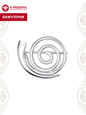 Брошь бижутерия, покрытие - платинирование, без вставок