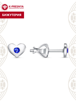 Серьги бижутерия, покрытие - серебрение, вставка - стекло ювелирное preciosa