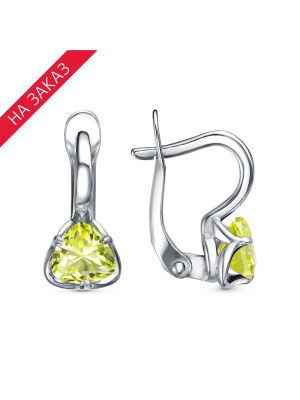 Серьги серебро 925 пробы, покрытие - родирование, вставка - фианит (недрагоценный камень)