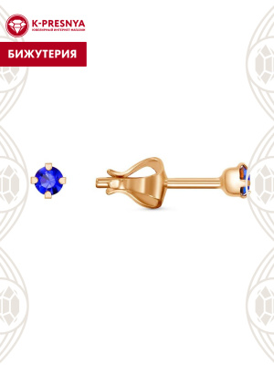 Серьги бижутерия, покрытие - золочение, вставка - стекло ювелирное preciosa