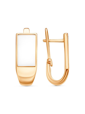 Серьги бижутерия, покрытие - золочение, вставка - искусственный агат белый