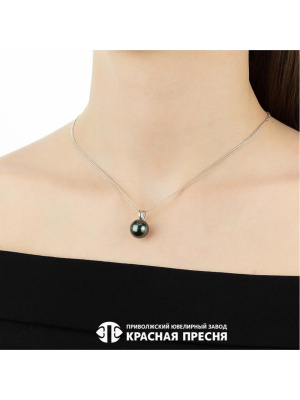 Подвеска серебро 925 пробы, покрытие - родирование, вставка - имитация жемчуга