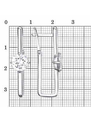 Серьги серебро 925 пробы, покрытие - платинирование, вставка - фианит (недрагоценный камень)