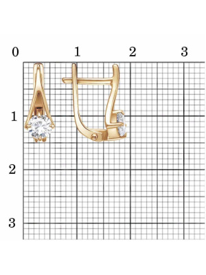 Серьги бижутерия, покрытие - золочение, вставка - фианит (недрагоценный камень)