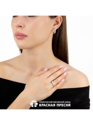 Серьги серебро 925 пробы, покрытие - золочение, вставка - стекло ювелирное preciosa