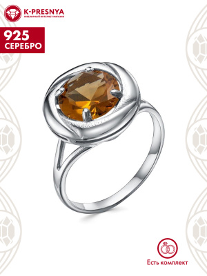 Кольцо серебро 925 пробы, покрытие - платинирование, вставка - искусственный султанит