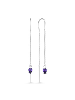 Серьги бижутерия, покрытие - серебрение, вставка - фианит (недрагоценный камень)