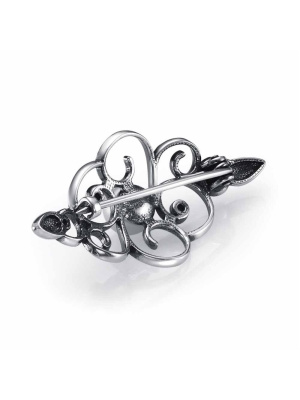 Брошь серебро 925 пробы, покрытие - оксидирование, вставка - культивированный жемчуг