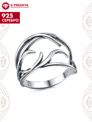 Кольцо серебро 925 пробы, покрытие - оксидирование, без вставок