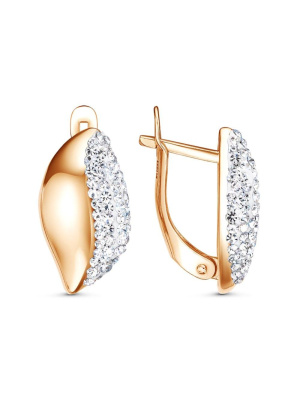 Серьги серебро 925 пробы, покрытие - золочение, вставка - стекло ювелирное preciosa