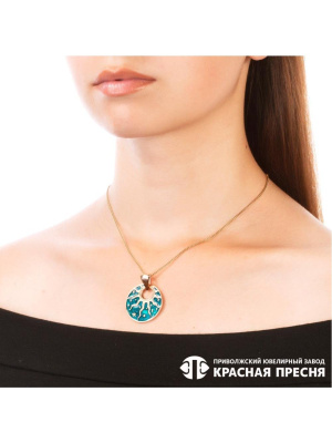 Подвеска серебро 925 пробы, покрытие - золочение, отделка - эмаль, без вставок