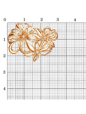Брошь бижутерия, покрытие - золочение, вставка - фианит (недрагоценный камень)