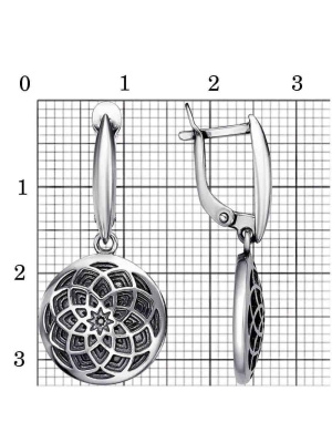 Серьги серебро 925 пробы, покрытие - оксидирование, без вставок