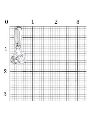 Подвеска бижутерия, покрытие - серебрение, вставка - фианит (недрагоценный камень)