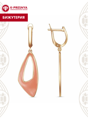 Серьги бижутерия, покрытие - золочение, отделка - эмаль, без вставок