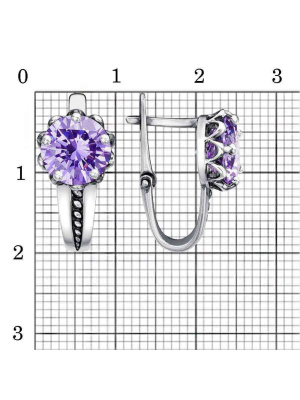 Серьги бижутерия, покрытие - серебрение с оксидированием, вставка - фианит (недрагоценный камень)