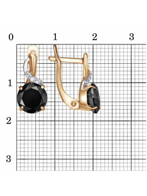 Серьги бижутерия, покрытие - золочение, выборочное родирование, вставка - фианит (недрагоценный камень)