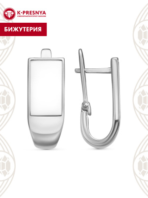 Серьги бижутерия, покрытие - платинирование, вставка - искусственный агат белый