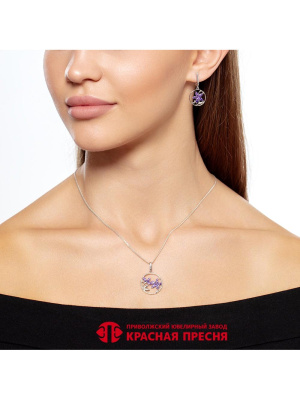 Серьги серебро 925 пробы, покрытие - платинирование, вставка - фианит (недрагоценный камень)