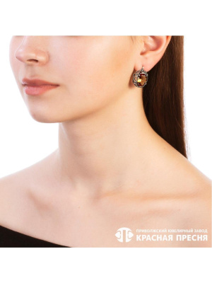 Серьги серебро 925 пробы, покрытие - оксидирование, вставка - искусственный султанит