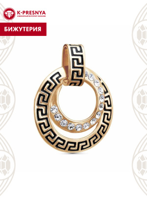 Подвеска бижутерия, покрытие - золочение, отделка - эмаль, вставка - стекло ювелирное preciosa