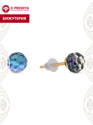 Серьги бижутерия, покрытие - золочение, вставка - стекло ювелирное preciosa