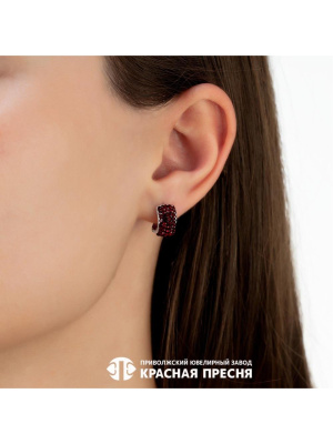 Серьги серебро 925 пробы, покрытие - платинирование, вставка - стекло ювелирное preciosa