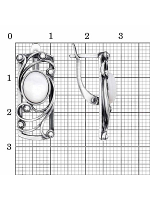 Серьги бижутерия, покрытие - серебрение с оксидированием, вставка - перламутр