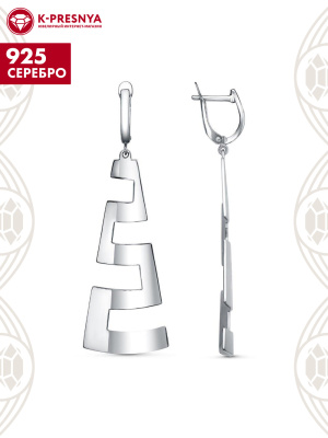Серьги серебро 925 пробы, покрытие - платинирование, без вставок